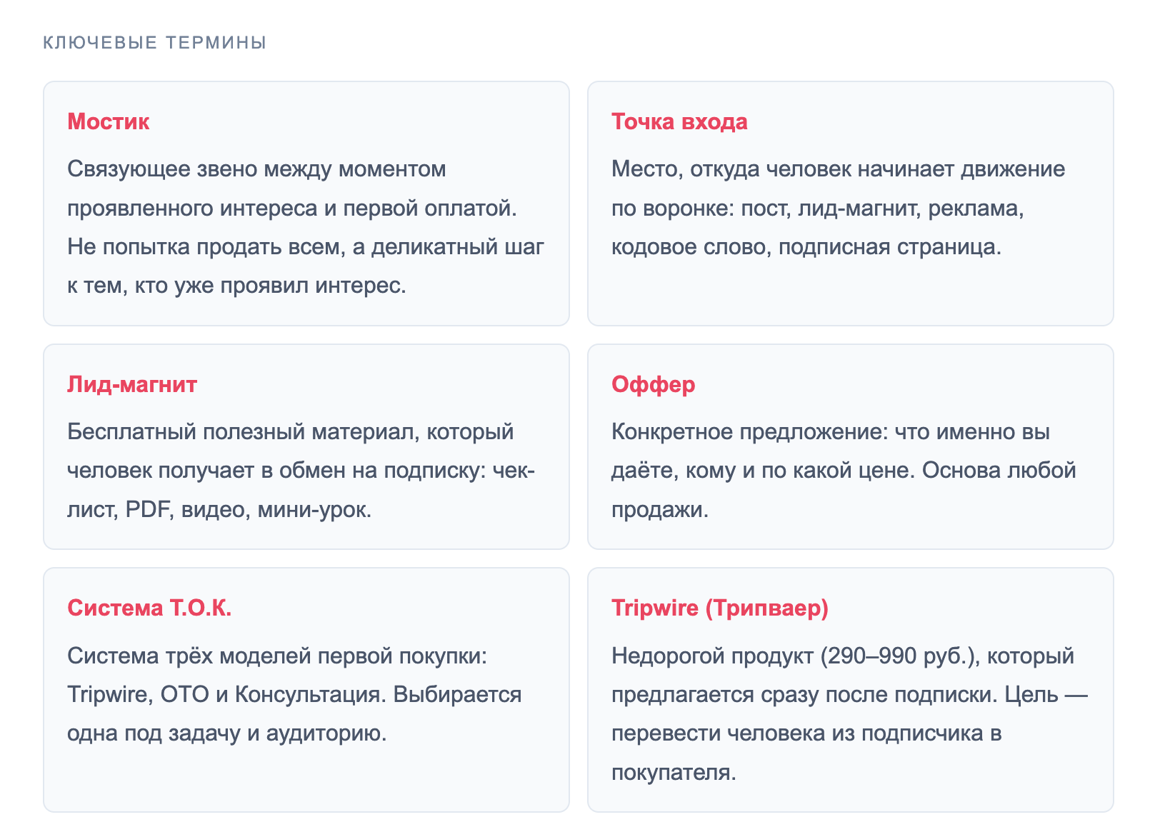 Ключевые термины мостика